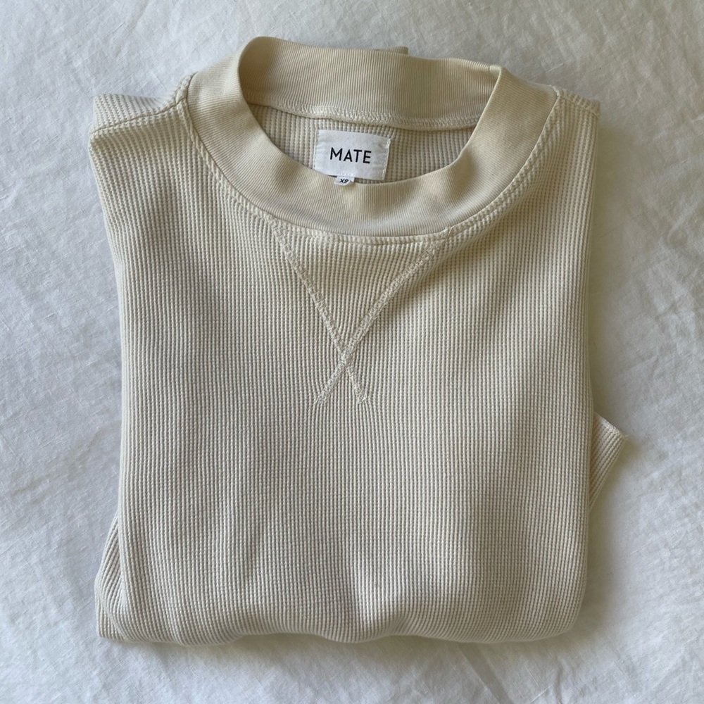 MATE THE LABEL Organic Thermal Crew Neck | Bone | XS